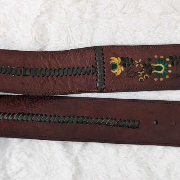 Detailed Stitching Genuine Leather Belt with Silver Belt Buckle made in Mexico main image 11
